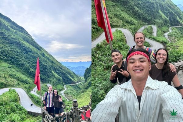Ha Giang Loop Vietnam tour – travelers at Ma Pi Leng Pass